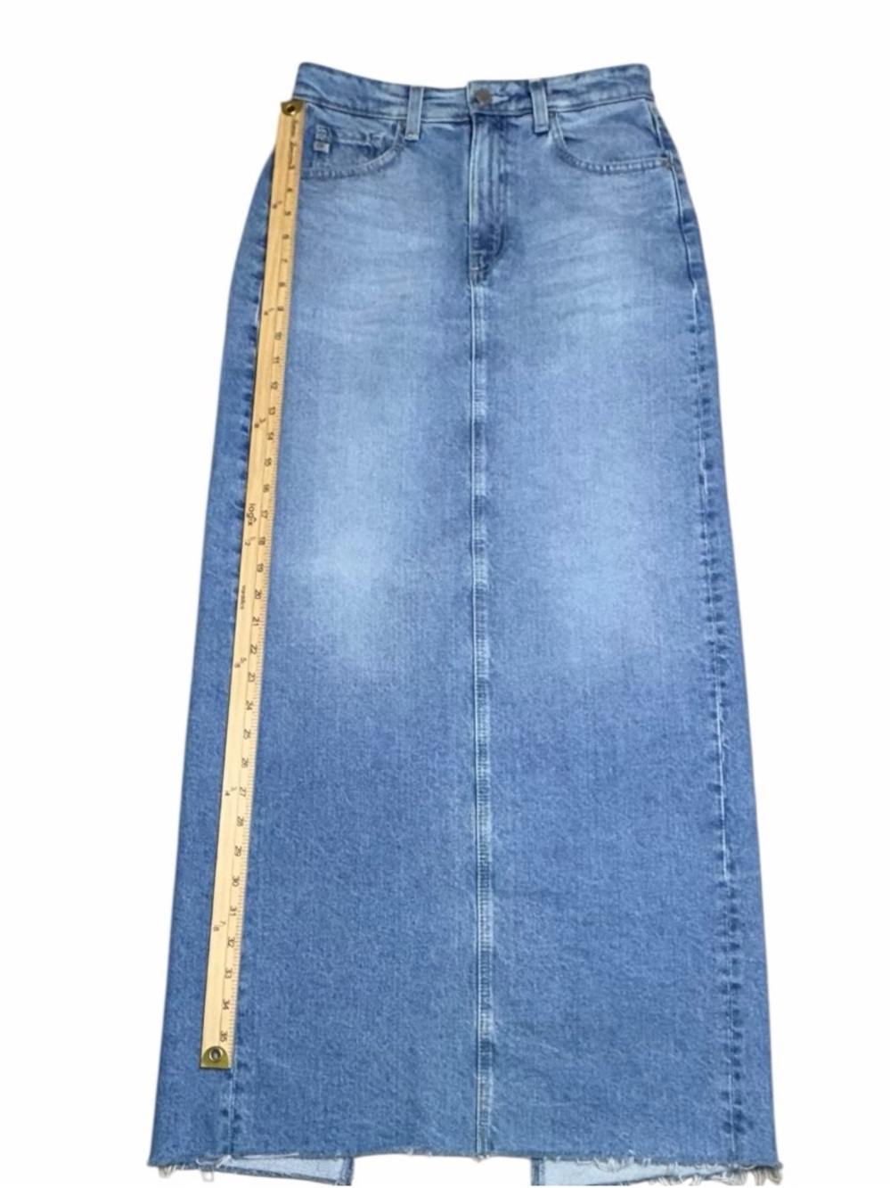 AG Adriano Goldschmied Contour 360 Denim Maxi Skirt Size 28 High Rise Back Slit - Picture 7 of 13